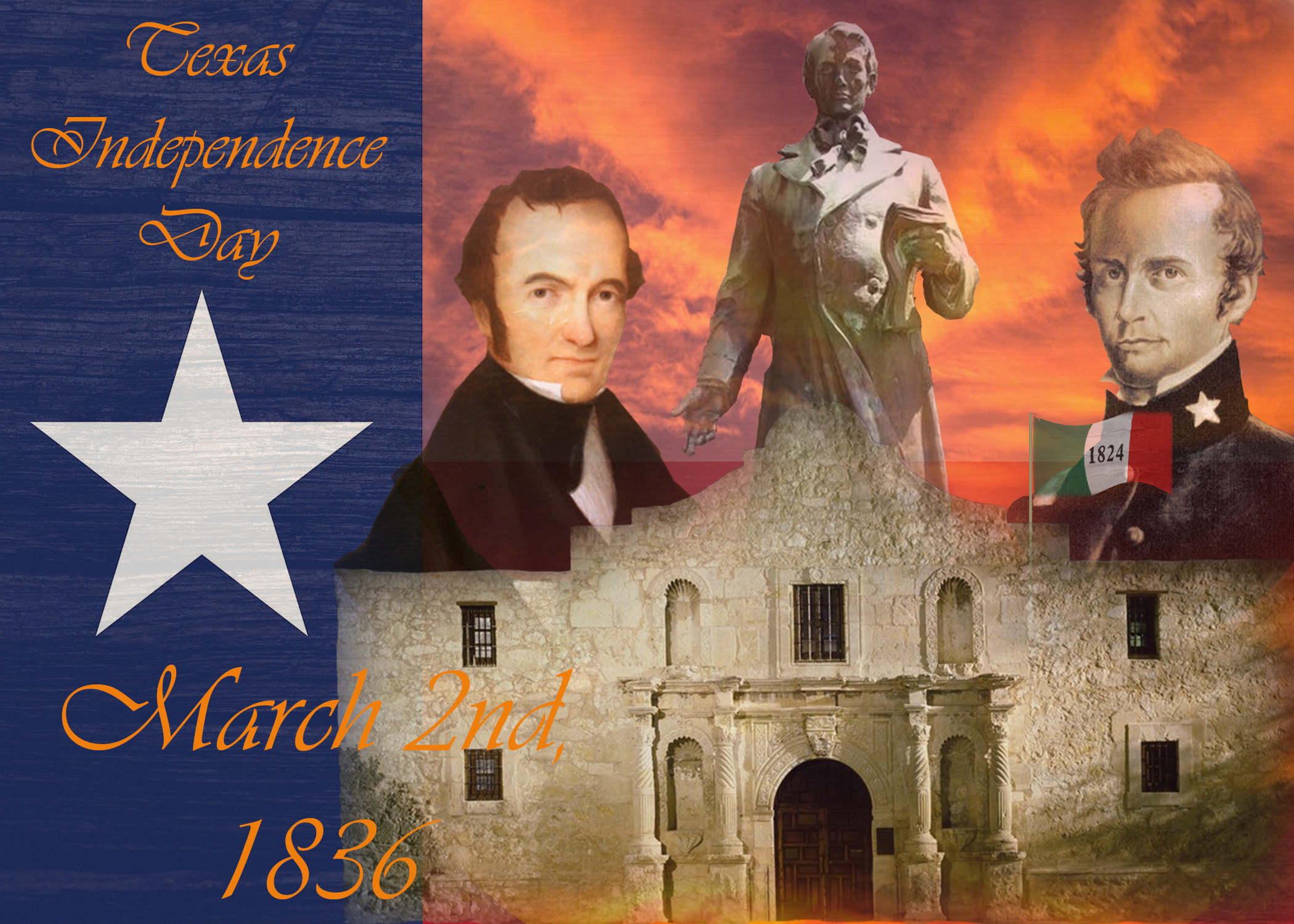 Texas Independence Day Photo with Orange Text